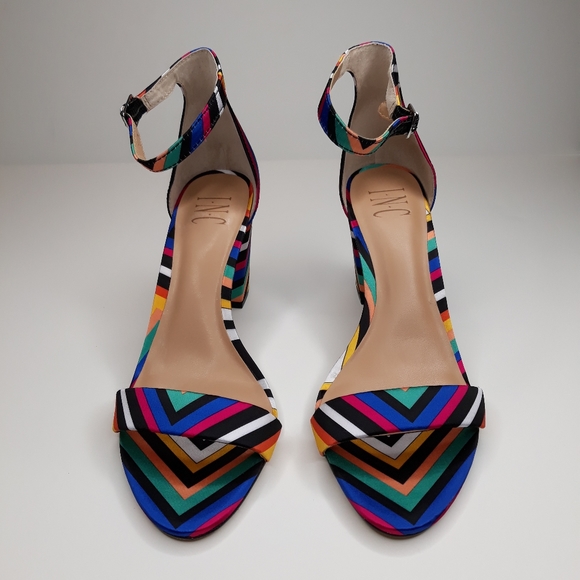 INC International Concepts Vibrant Fabric Striped Sandals Block Heel Size 9 - Picture 10 of 10